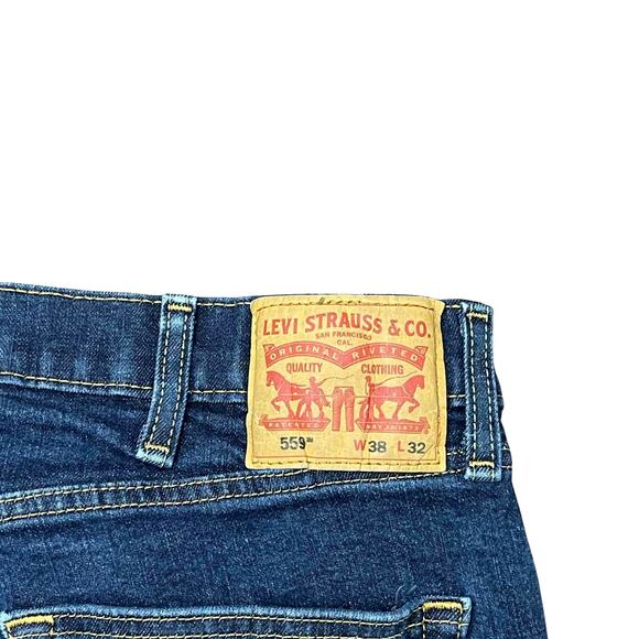 Levi's 559 Relaxed Straight Leg Jeans Men's W38 L32 Dark Wash Denim - Picture 7 of 12